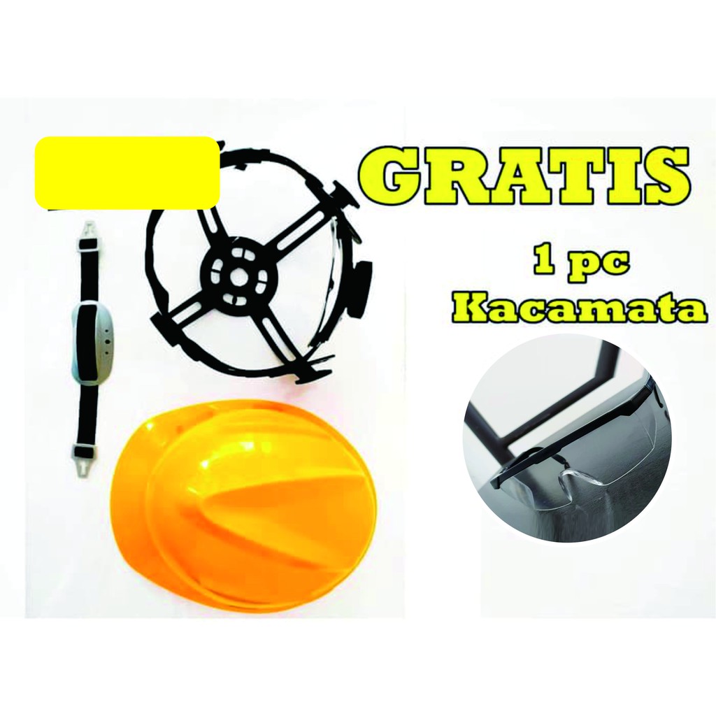 PROMO-HELM PROYEK KUNING DALAMAN PUTAR/YELLOW SAFETY HELMET FAST TRACK