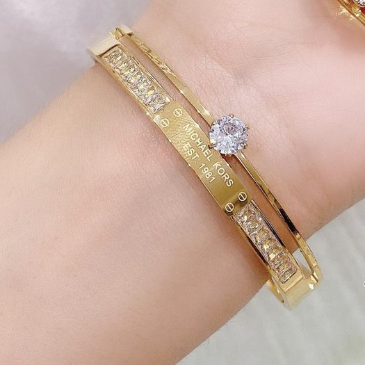 Gelang Tangan Wanita Titanium Premium Anti Karat Berlian Emas 18K Bulat Angka Romawi Ala Bangle fashion korea limited edition