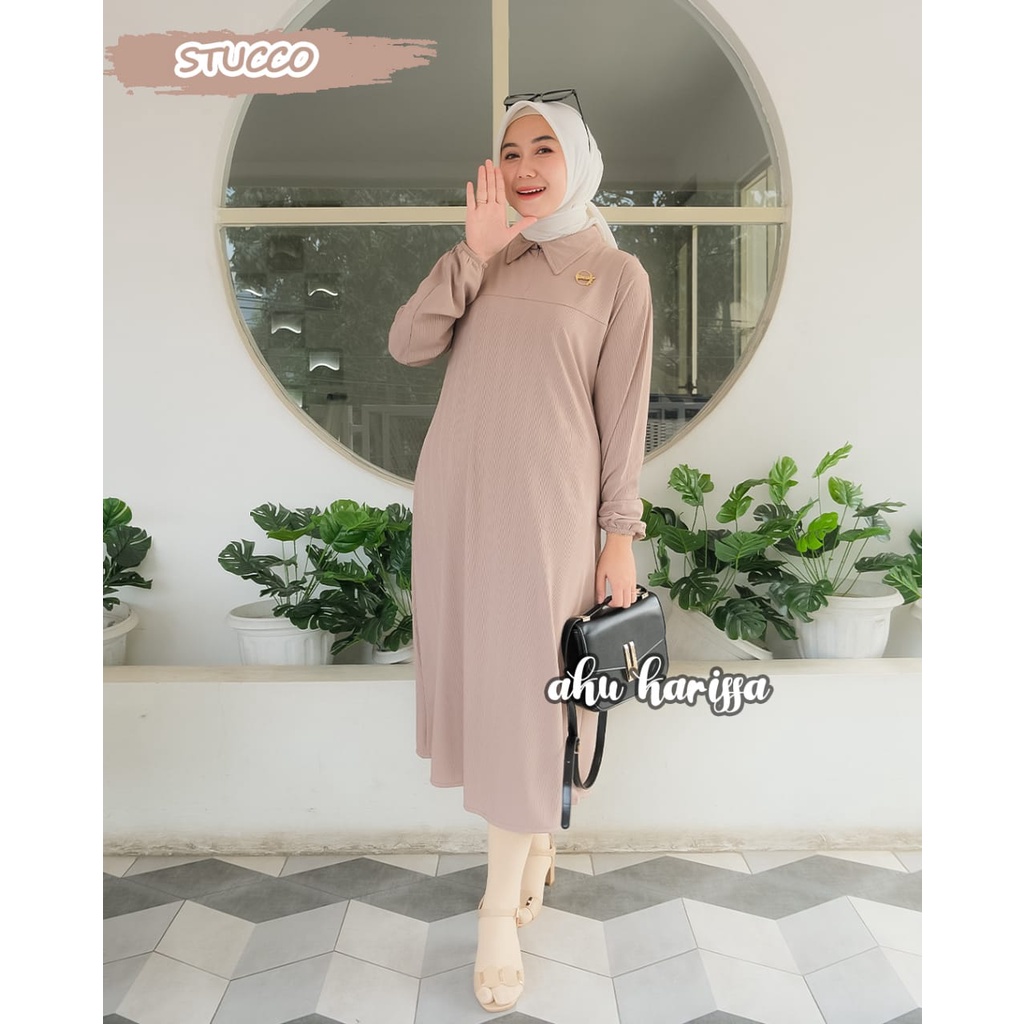 MIDI DRESS AYUDIA DAN GAMIS MELYSA AKU KARISSA ORIGINAL akukarissa dress muslim karisa busana muslimah ootd fashion terbaru lebaran busui bumil ecer grosir reseller dropship seragaman pastel shabby longdress