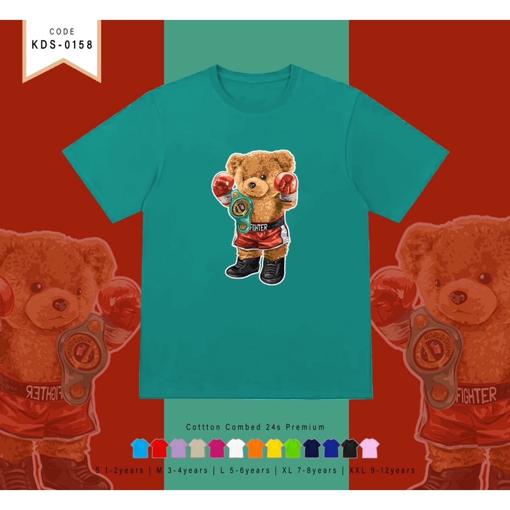 T-SHIRT / KAOS ANAK-ANAK TERMURAH BERGAMBAR BEAR TINJU - TERIMA CUSTOM KAOS KELUARGA