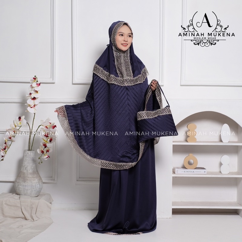 Mukena Dewasa Silky Plisket Daily Aminah Renda Turki Lunara Mewah