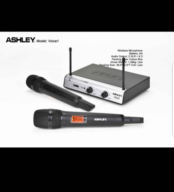 MIC ASHLEY VOICE1/VOICE 1 MICROPHONE WIRELESS 2 MIC PEGANG ORIGINAL