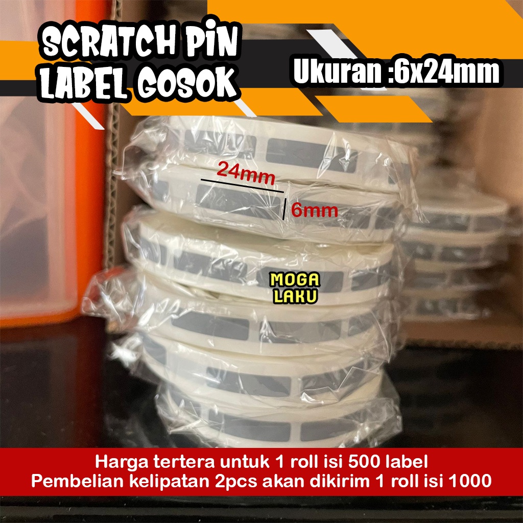 

6x24 mm Scratch Pin sticker label gosok voucher