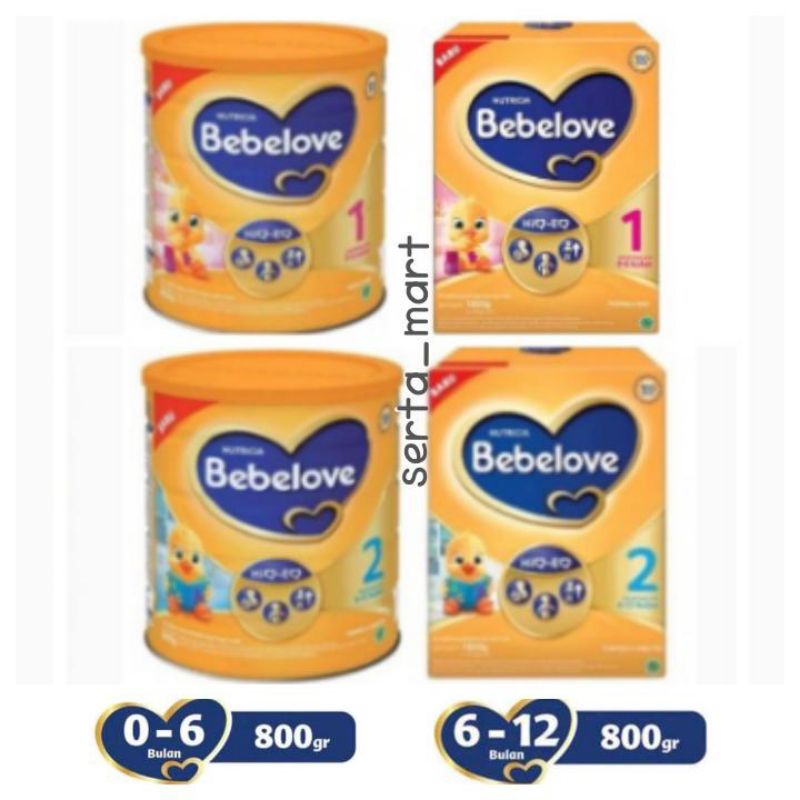 Bebelove 1 - Bebelove 2 - Susu Formula Bayi Usia 0-6bln / 6-12 Bulan Kaleng 800gr / Box 1800gr