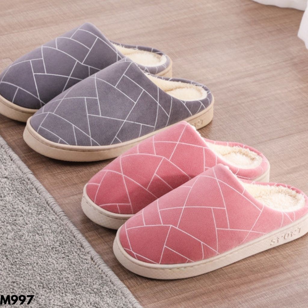 SANDAL RUMAH WANITA PRIA UNISEX COUPLE DALAMAN BULU NYAMAN BERKUALITAS ANTI DINGIN LICIN DAPUR M997