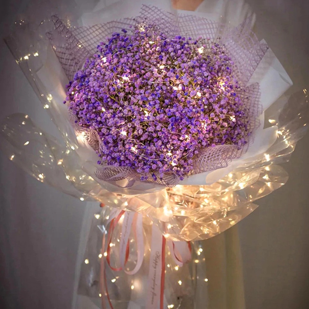 1Pc Transparent Luminous LED Light String Waterproof Flower DIY Bouquet Wrapping Paper / Valentine's Day