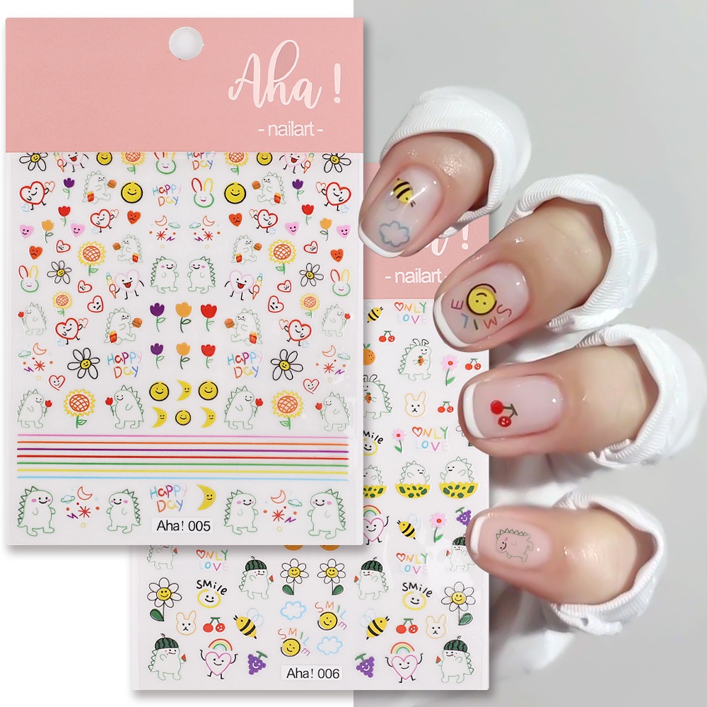 1 Lembar Stiker Kuku Desain Dinosaurus 5D Untuk Nail Art