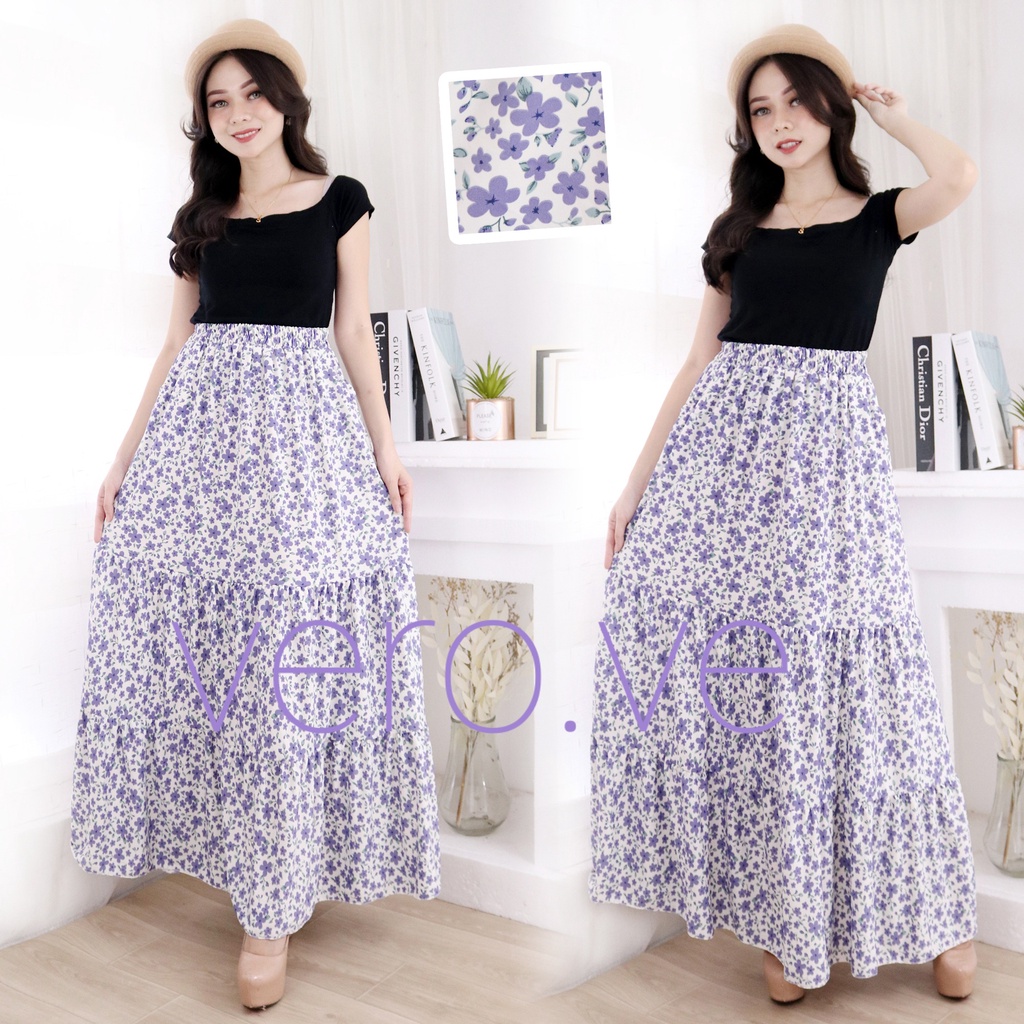 ROK MAXI SKIRT Rok panjang Motif/Corak Kerutan Rok muslim/Mayung/Ibu Hamil Bawahan Cewek Susun Kantong Terbaru Termurah Terlaris