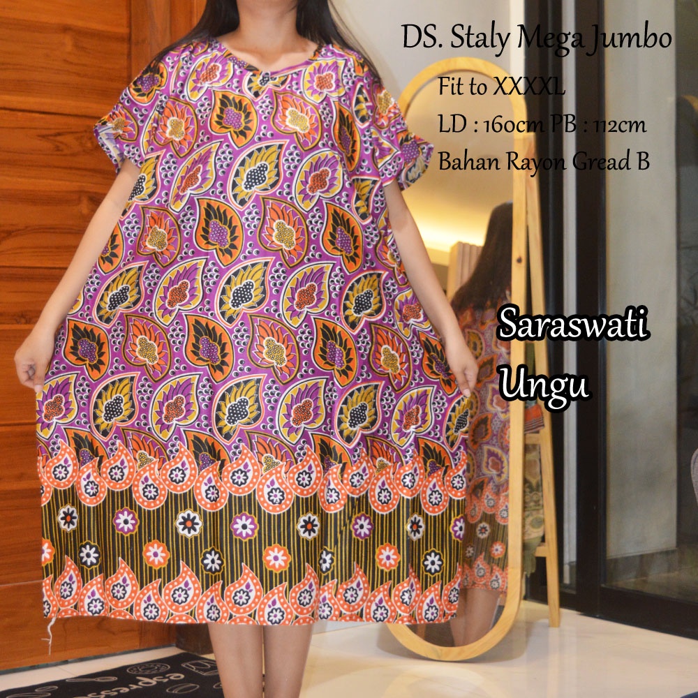 Daster Mega Jumbo Staly LD 160cm || Daster Jumbo Murah-Saraswati Ungu A