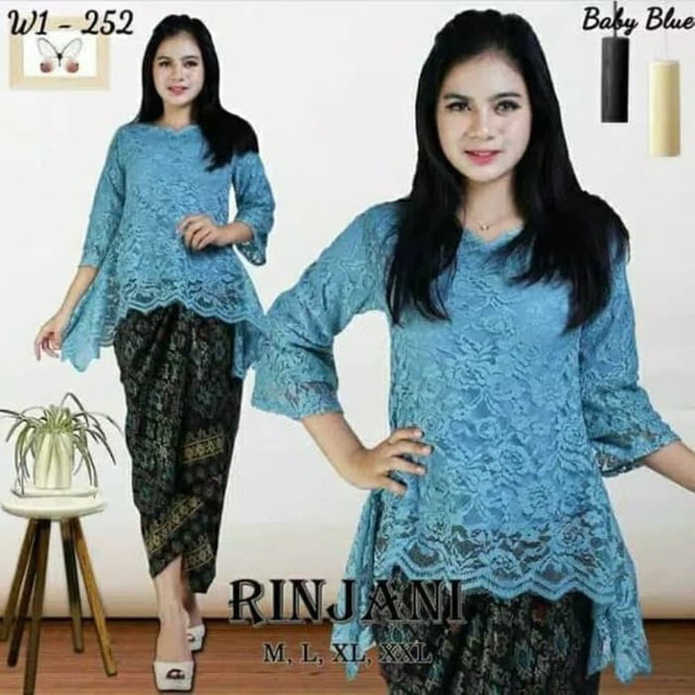 Unik Setelan Kebaya Brukat Rinjani Kebaya Modern Model Rok Lilit Warna Blue Limited