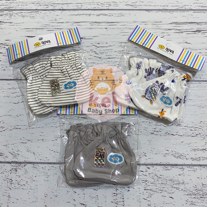 Nova Sarung Tangan Kaki Bayi Newborn Abu - STK Mittens Booties Bayi Newborn Nova