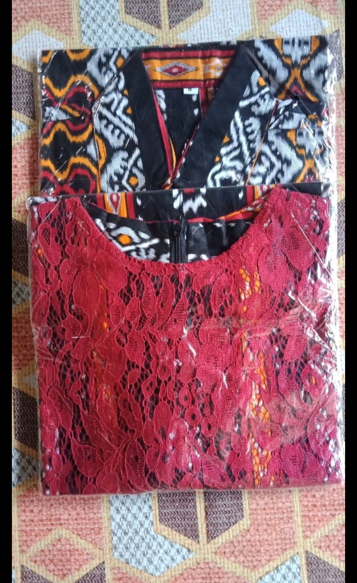 Couple Dress Baju Batik Sarimbit Dress Kombinasi Brukat