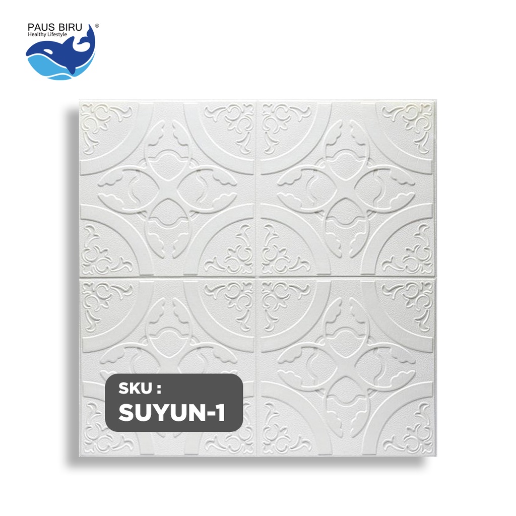 Paus Biru - Wallpaper Dinding FOAM Timbul 3D Bata CLASSIC BRICK 70 x 77 cm-SUYUN-1 PUTIH