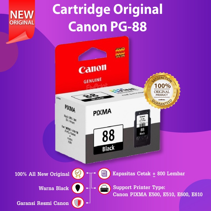 Cartridge Original PG88 PG 88 Printer Canon E500 E510 E600 E610 Black