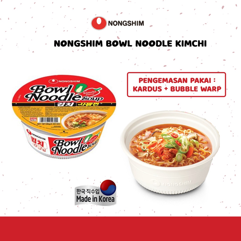 Jual Nongshim Bowl Noodle Hot Kimchi 86g Made In Korea / Bowl Kimchi ...