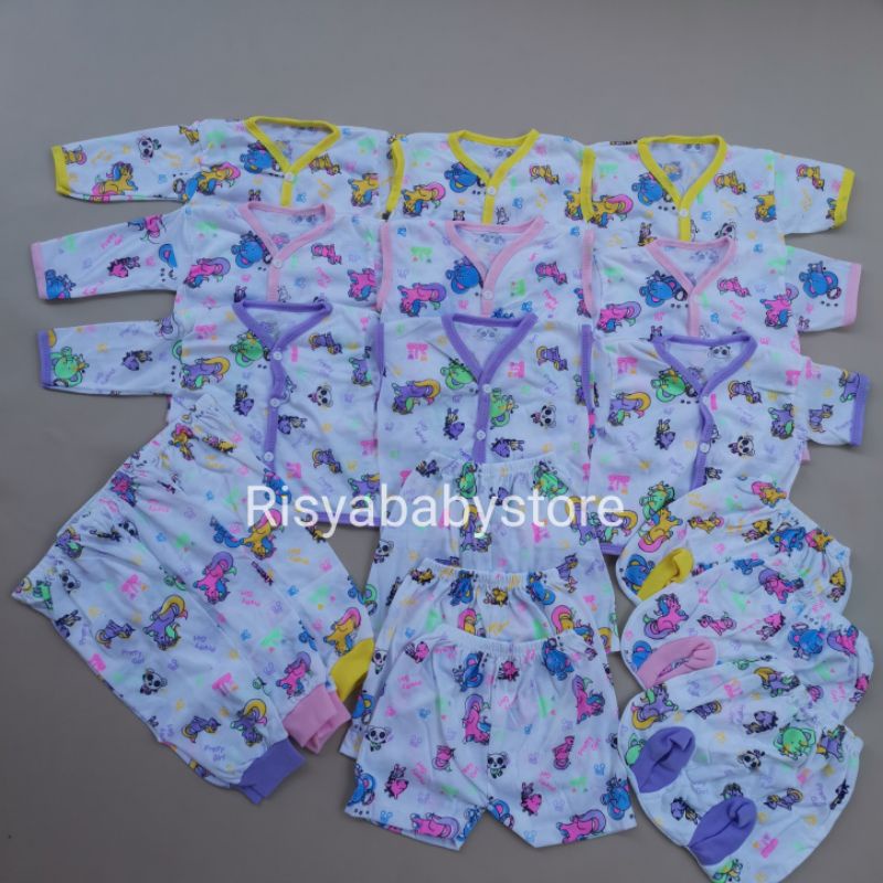 18 pcs Paket baju bayi motif kuda poni/ Baju bayi newborn /perlengkapan bayi lahiran