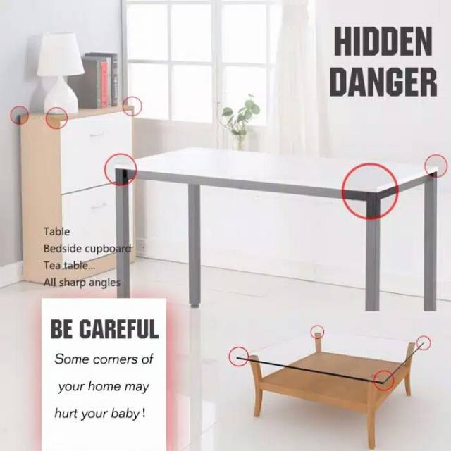 Pelindung Sudut Meja Kaca/ Pelindung Pengaman Siku Sudut Meja Silikon Bentuk Oval Transparan/ Table Corner Safety Silicone Transparent