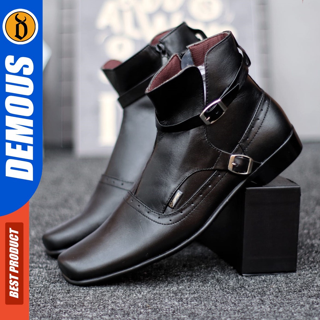 DEMOUS Cora - Sepatu Boot Pantofel Formal Kulit Asli Kerja Pria