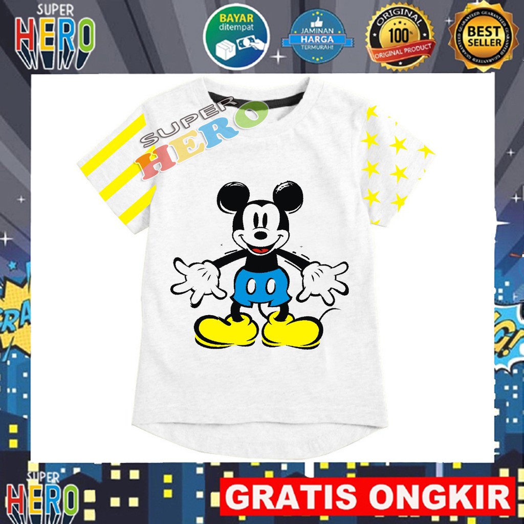 atasan kaos anak laki dan perempuan mickey bye bye