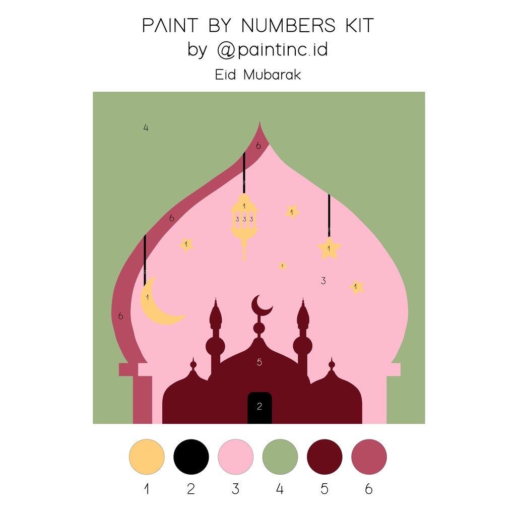 

Paint by Numbers Kit: Eid Mubarak | Paint Inc. ID | Painting Kit | Paint by Number | Gifts | Lebaran