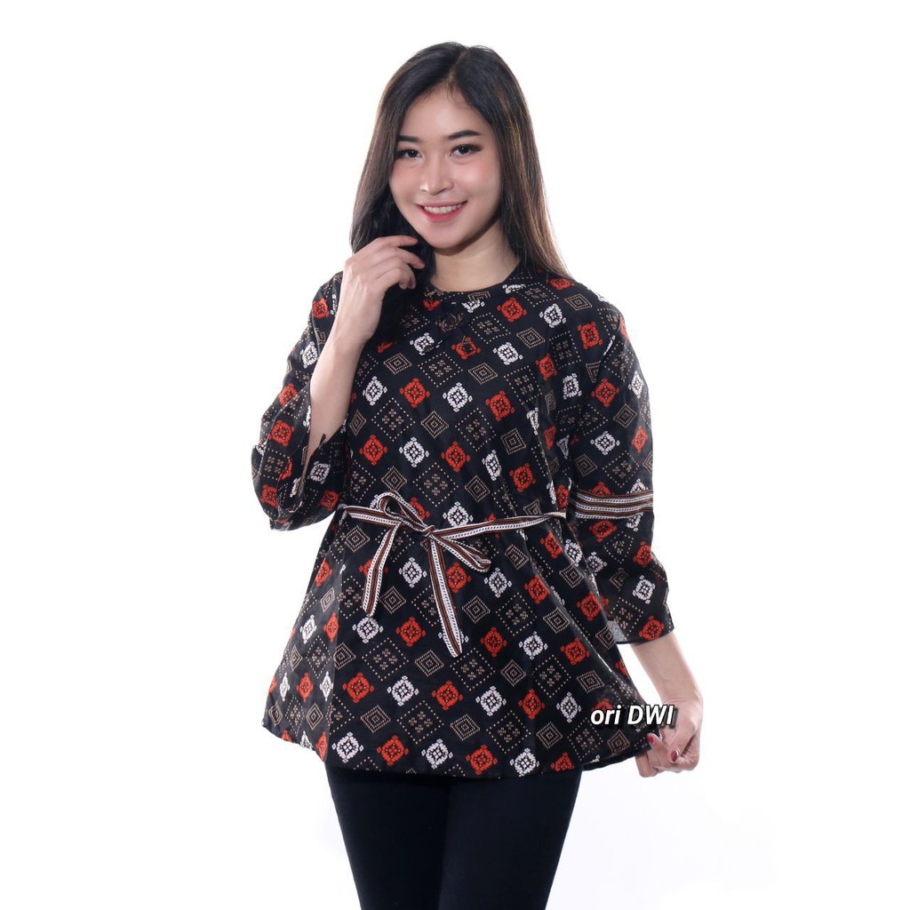 Maura Couple - Sania Ruffle Batik Couple Ori Ndoro Jowi DNT Garansi Termurah Shopee MERAK - BS065-E. Blus abas