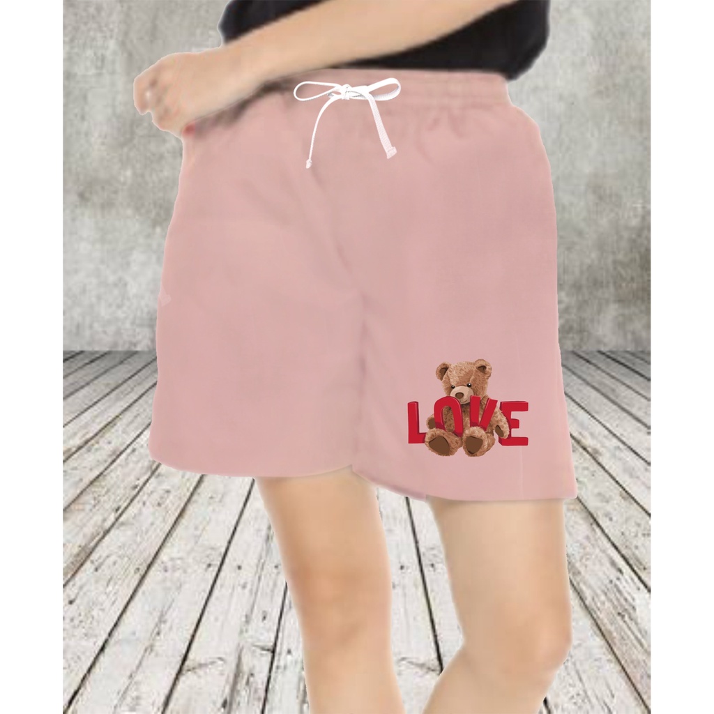 Celana Pendek Santai Wanita / Hot Pants Bahan Katun Dewasa TEDDY LOVE