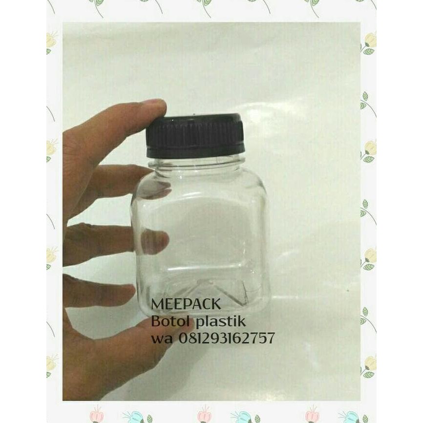 BOTOL PLASTIK ESSENCE KOTAK 170ML TERMASUK TUTUP SEGEL