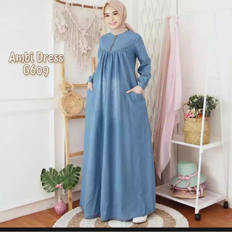 Gamis Wanita Jeans Ambi _ Ambi Dress Jeans/gamis jeans/dress jean