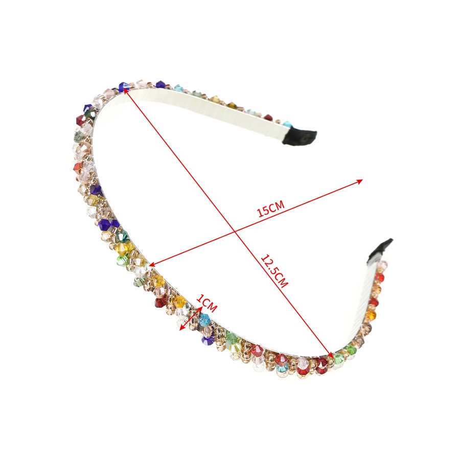 Korean Colorful Beads Alloy Headband Crystal Thin Hair Band For Girls Hair Accessories