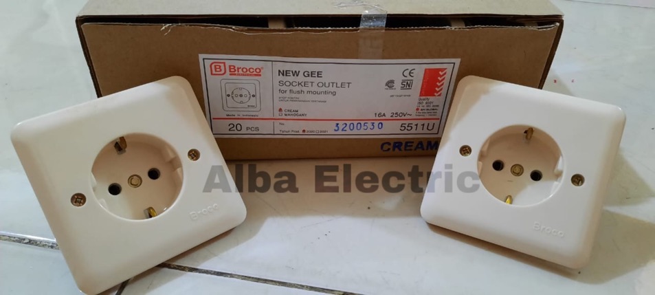 IB STOP KONTAK ARDE BROCO 5511U NEW GEE TANAM TEMBOK SOCKET OUTLET / BROCO STOP KONTAK ARDE 5511U