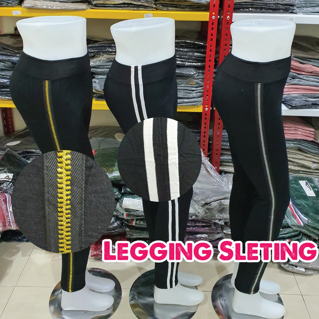 Legging SLETING Wanita / Legging STRIPE PUTIH Wanita / Legging Panjang Jumbo / Legging Fashion