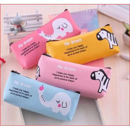 

PENCIL CASE / TEMPAT PENSIL MURAH IMPOR MY DREAM MOTIF ZEBRA DAN GAJAH C4020 / SOUVENIR/JAM IMO