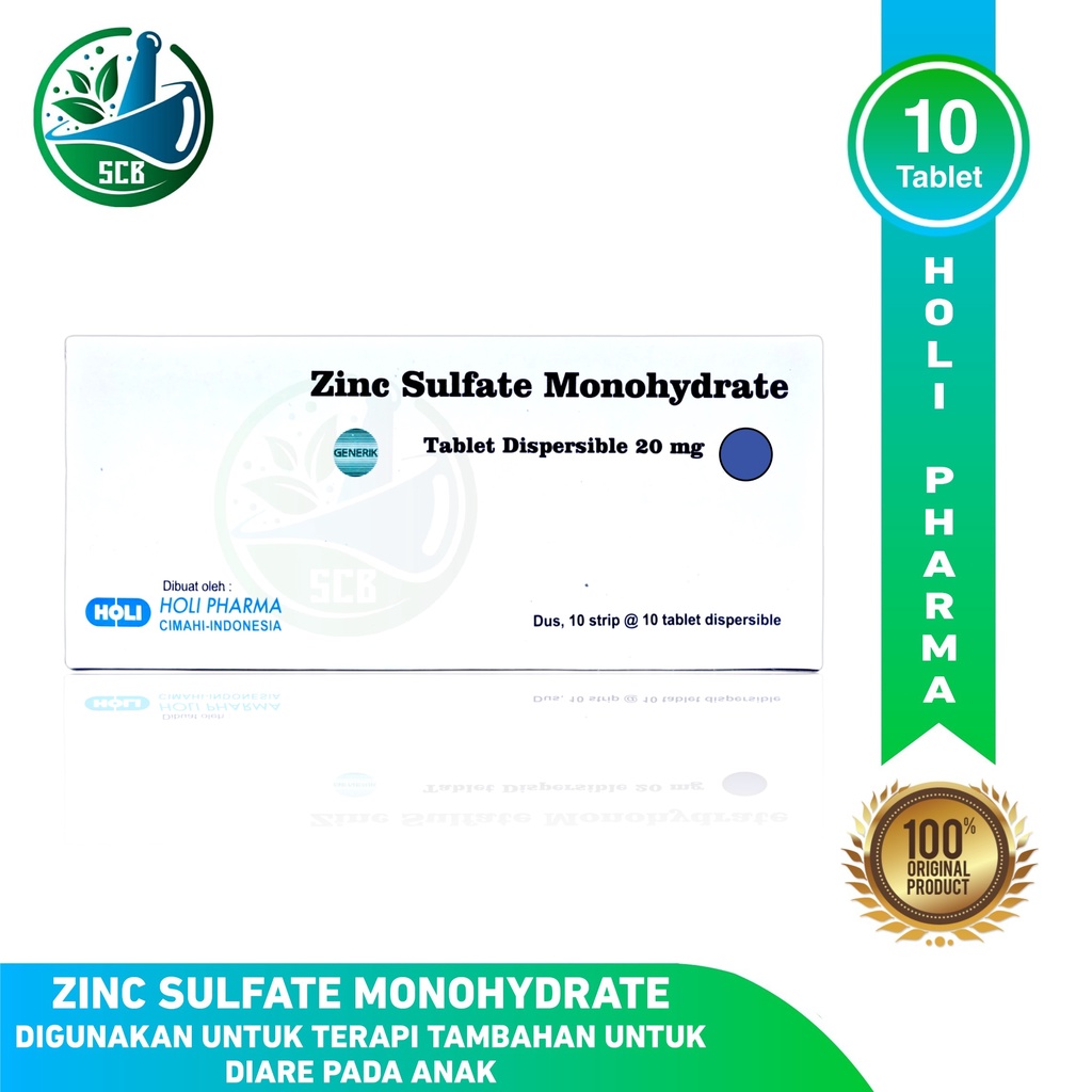 Zinc Sulfate Monohydrate 20mg Strip - Obat Diare 10 Tablet