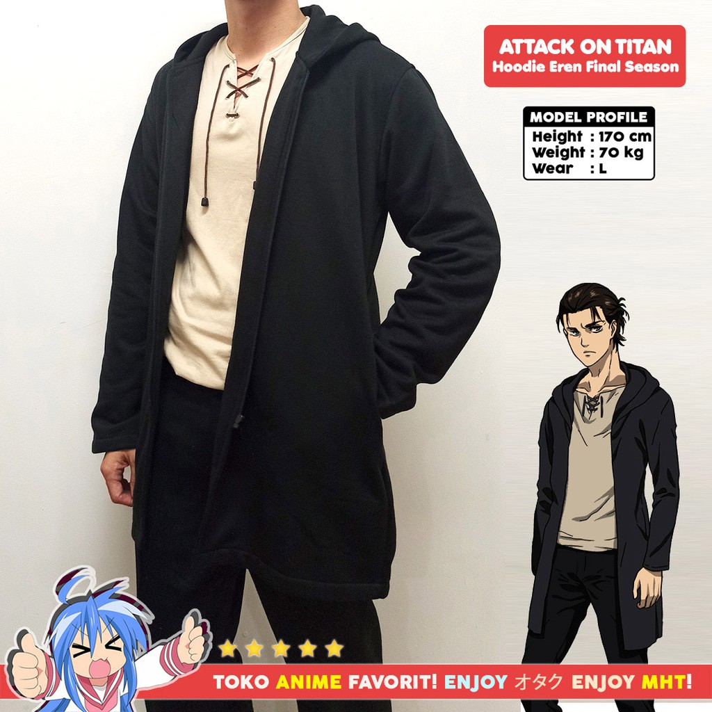 Jaket Hoodie AOT Attack On Titan Eren Yeager Final Season Yaegerist SET Kaos Cosplay MyHobbyTown