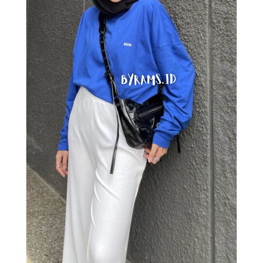 Celana Knit Pants Loose Pants Highwaist Kulot Panjang Basic Strech Premium