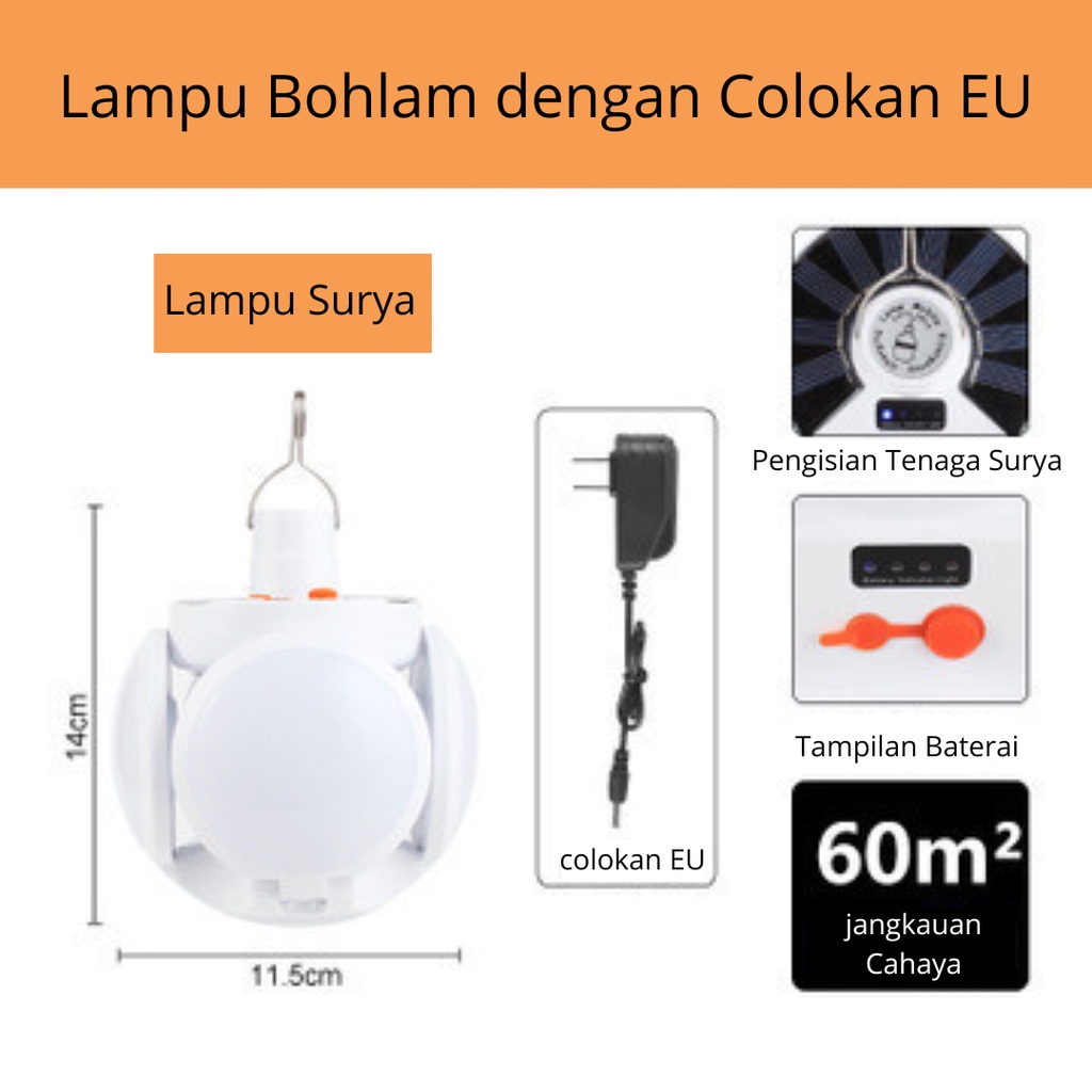 LAMPU SOLAR 5SISI //Lampu bola gantung solar / LAMPU FOOTBALL SOLAR led tenaga power solar panel TERBARU