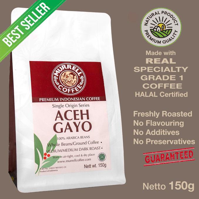 

Aceh Gayo Kopi Arabica Specialty Premium Biji Bubuk Murrell Coffee - Medium Roast,Biji
