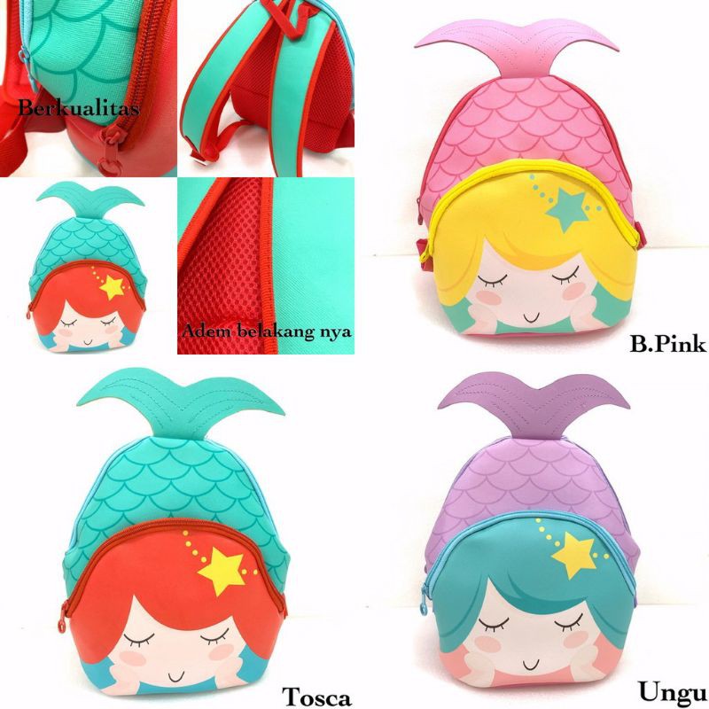 TAS MERMAID ANAK PAUD TK/TAS ANAK SEKOLAH UKURAN KECIL/TAS MERMAID IMPORT/TAS SEKOLAH PAUD/TAS ANAK