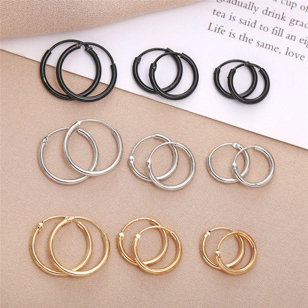 Wonder Cartilage Piercing Loop Punk Warna Perak Cincin Telinga Anting Hoop