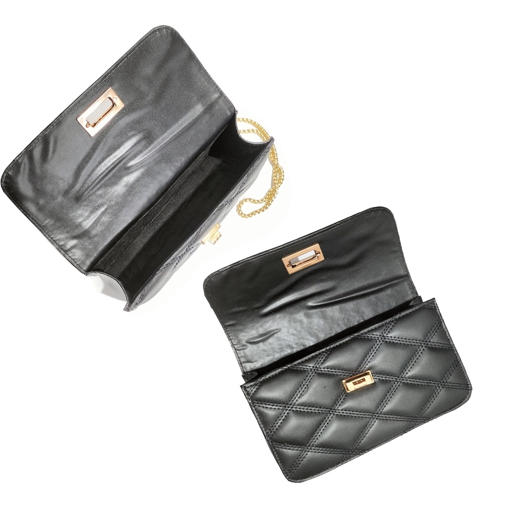 Tas selempang wanita tali rantai panjang shoulder bag kulit sintetis cewek slingbag murah kekinian