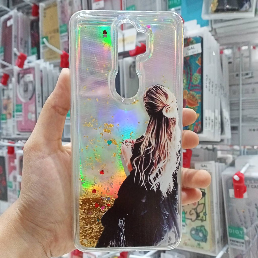 Case OPPO A53 A33 A32  A5 2020 A9 2020  Glitter Dynamic Liquid Quicksand Case Motif cewe katus bts