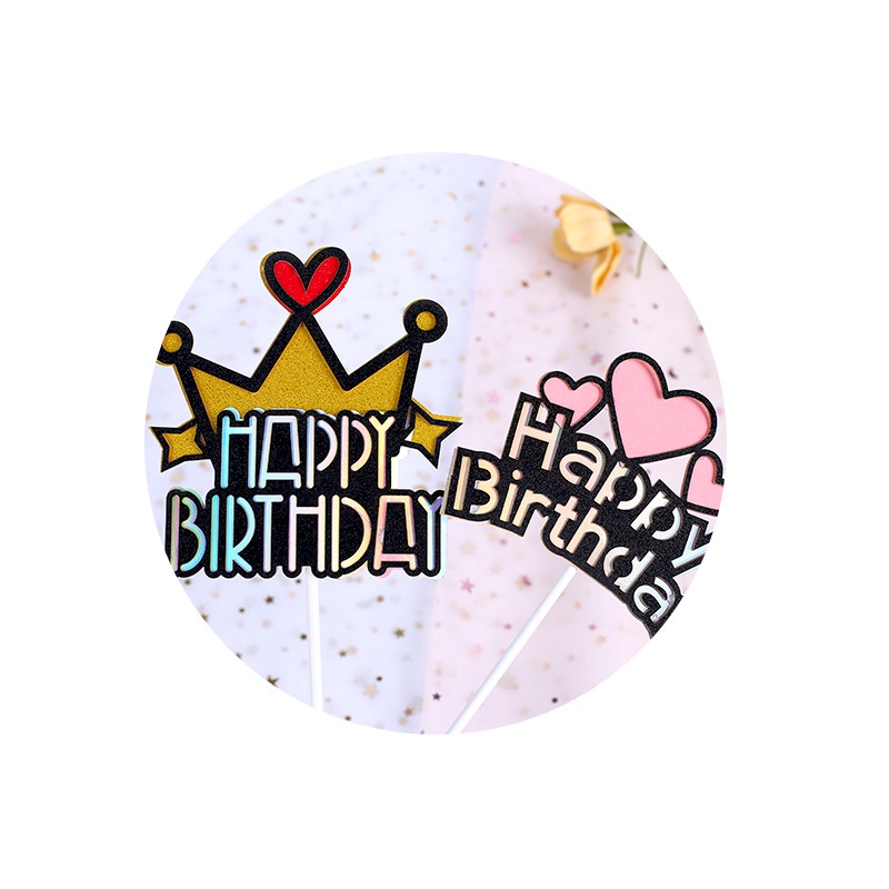 Selamat Ulang Tahun Kue Topper Mahkota Busur Kue Masukkan Dekorasi Pesta Ulang Tahun
