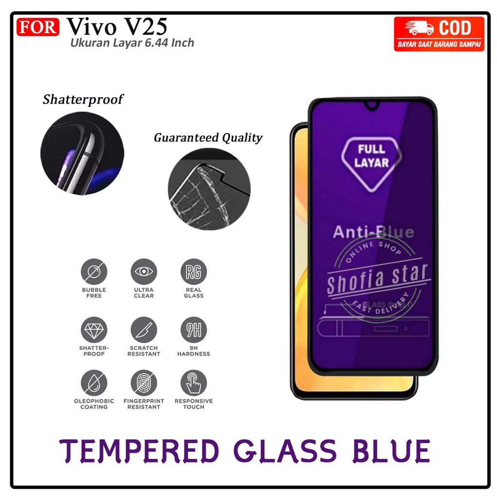 Anti Gores Ceramik Blue Light Vivo V25 V25E Anti Radiasi Kaca Full Cover