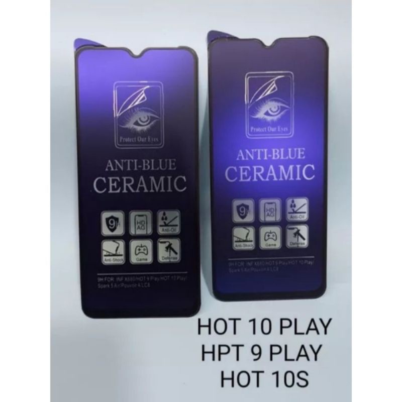 TEMPER GLAS BLUE ANTI PECAH PELINDUNG LAYAR HP INFINIX HOT8/HOT 9 PLAY/HOT 10 PLAY/HOT 10S