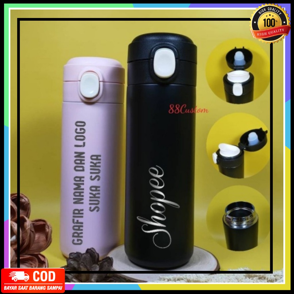 Botol Minum Tumbler Custom Nama Logo BTS Untuk Kado Pacar Cowok Cewek Romantis Berkesan