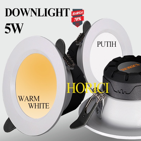 ASLI FULL TERANG 5W LAMPU DOWNLIGHT LED PLAFON 5 WATT NYALA ADA PUTIH / WARM WHITE