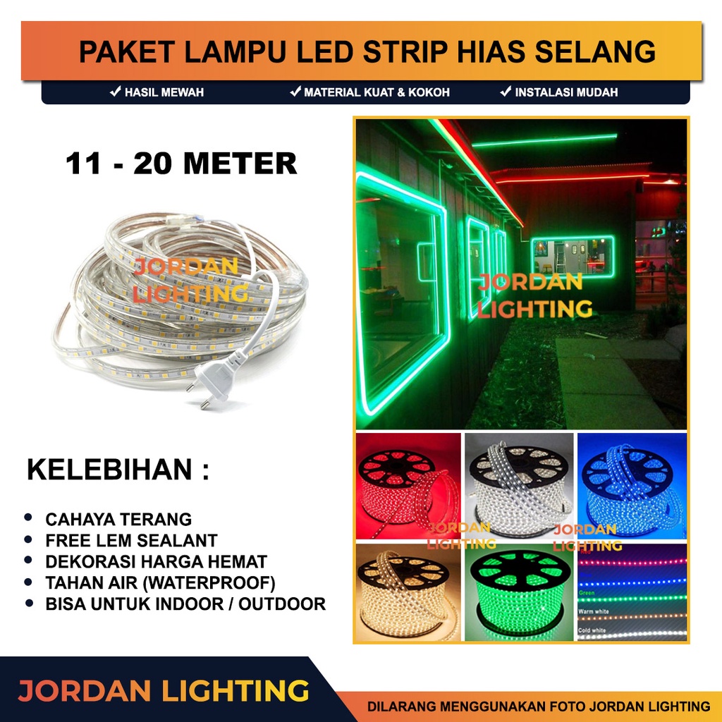 Jual Paket Siap Pakai 11 - 20 Meter LED Strip Lampu Hias Plafon Outdoor ...