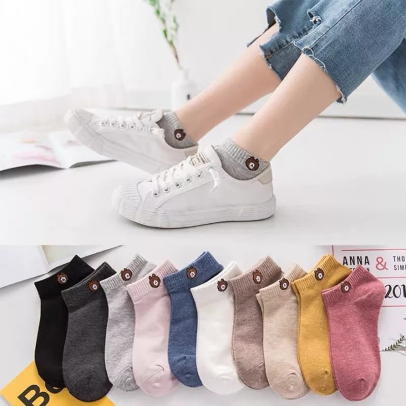 Kaos Kaki Pendek Semata / Kaos Kaki Line Brown / Kaos Kaki Ankle Cute / Short Socks / Kaos Kaki Dewasa