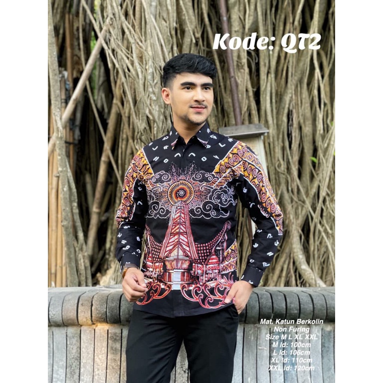 Kemeja Batik Pria motif lontara kode QT1 & QT2