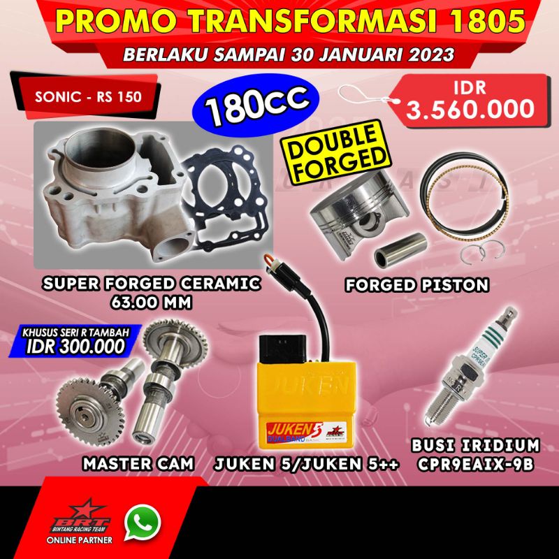 Paket Sonic New / RS 100 / CBR 150 New Blok Ceramic + Piston + Noken As + ECU Juken 5